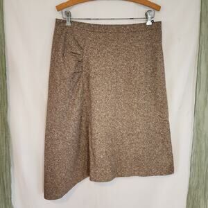 Banana Republic Brown Wool Blend A-line Skirt Angled Knee Length Size 8